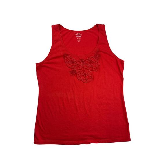Women’s Old Navy Size XL Blood Orange Embroidered Tank. - Picture 2 of 4